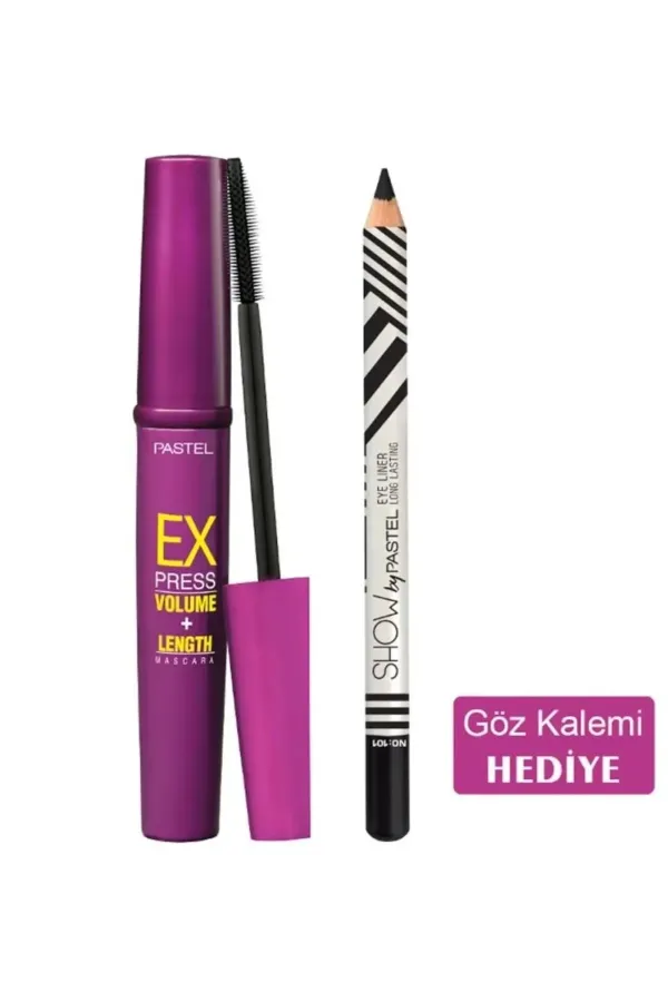 Pastel Express Volume + Length Maskara Göz Kalemi Hediyeli - 1