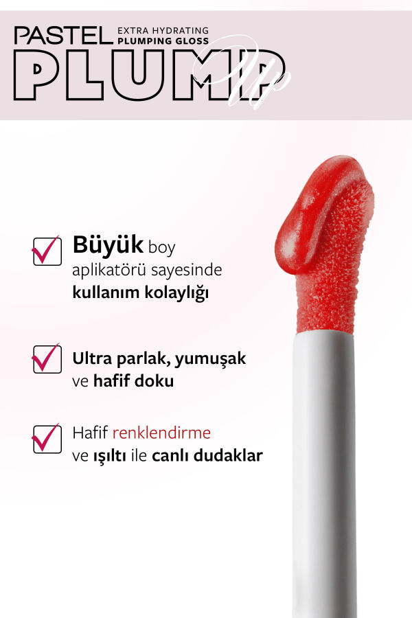 Pastel Plump Up 209 Red Velvet Extra Hydrating Plumping Gloss - Dolgunlaştıran Dudak Parlatıcısı - 3