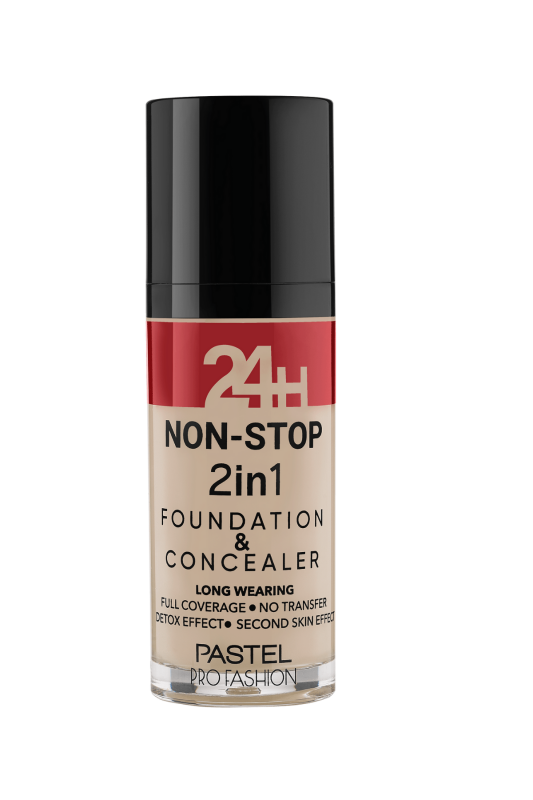 Pastel 24H Non-Stop 2in1 Foundation & Concealer - Fondöten & Kapatıcı 601 Cool - 1