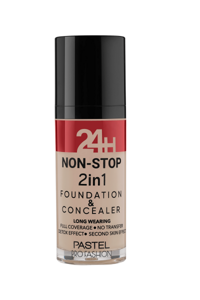 Pastel 24H Non-Stop 2in1 Foundation & Concealer - Fondöten & Kapatıcı 602 Light Porcelaın