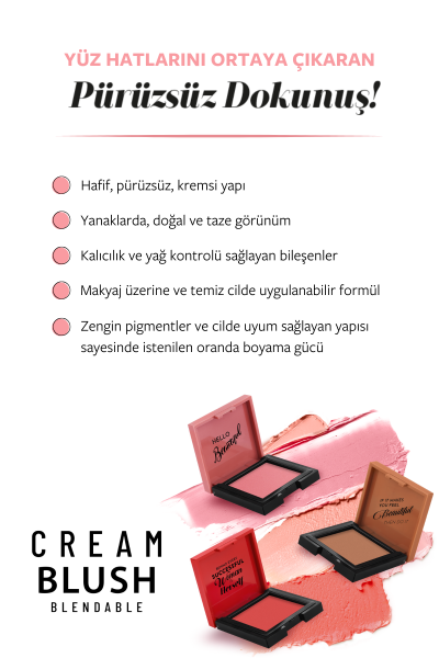 Pastel Cream Blush - Krem Allık 41 Dazzling - 6