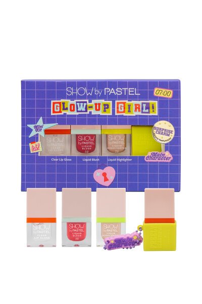 Show By Pastel Glow-Up Girl! Main Character Mini Kit (Liquid Blush Mini 52 & Liquid Highlighter Mini 72 & Clear Lip Gloss Mini)