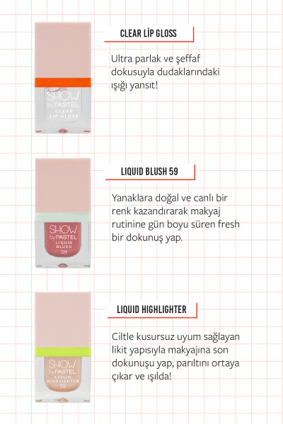Show By Pastel Glow-Up Girl! That Girl Mini Kit (Liquid Blush Mini 59 & Liquid Highlighter Mini 72 & Clear Lip Gloss Mini) - 3