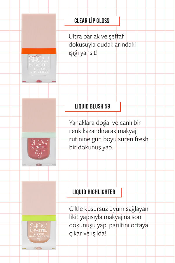 Show By Pastel Glow-Up Girl! That Girl Mini Kit (Liquid Blush Mini 59 & Liquid Highlighter Mini 72 & Clear Lip Gloss Mini) - 3