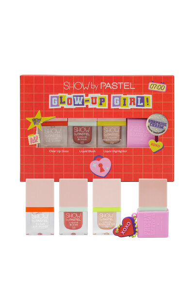 Show By Pastel Glow-Up Girl! Xoxo Mini Kit (Liquid Blush Mini 53 & Liquid Highlighter Mini 72 & Clear Lip Gloss Mini)